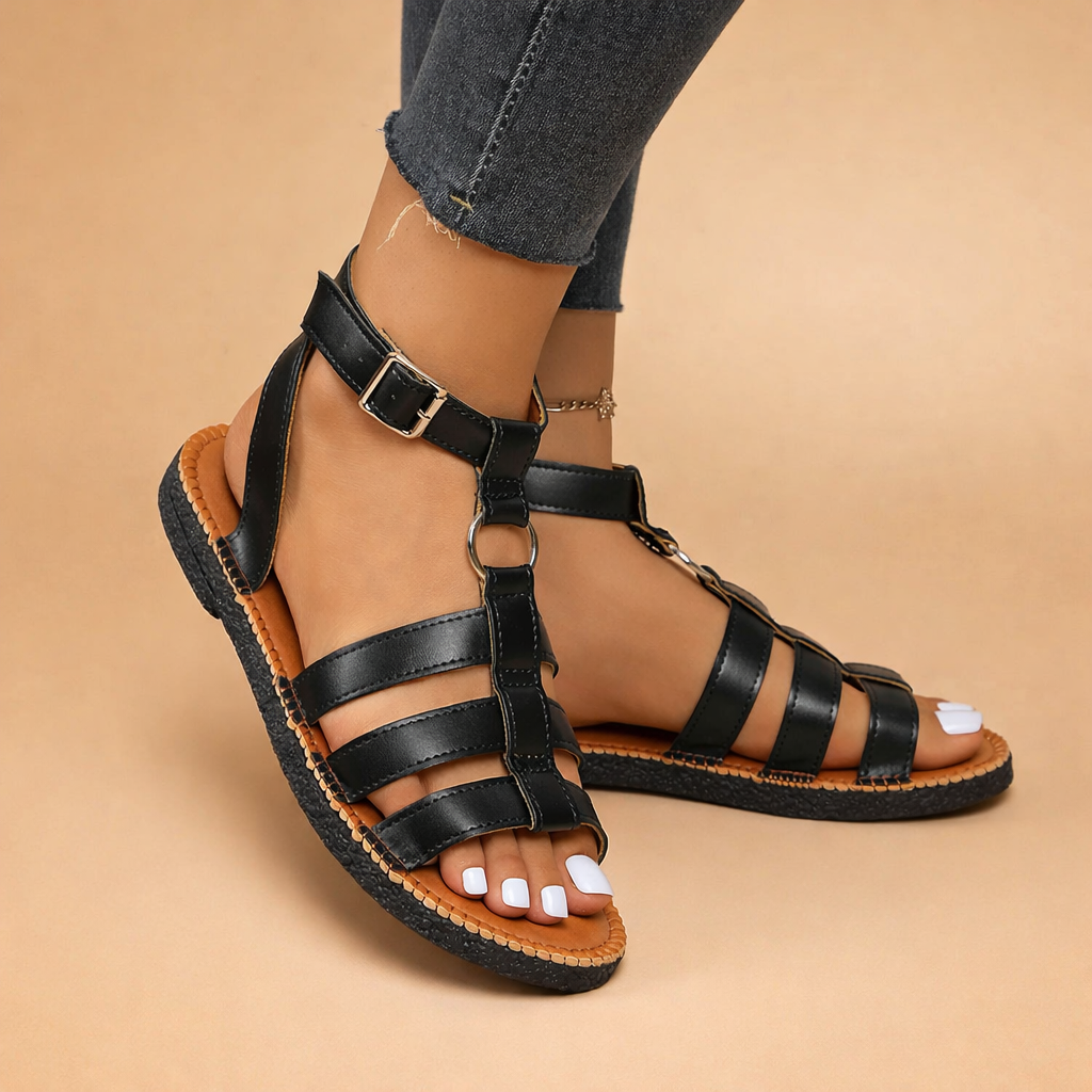 Sandali ortopedici da donna AVA | Stivali Estivi da donna chic marroni e bianchi per uno stile disinvolto