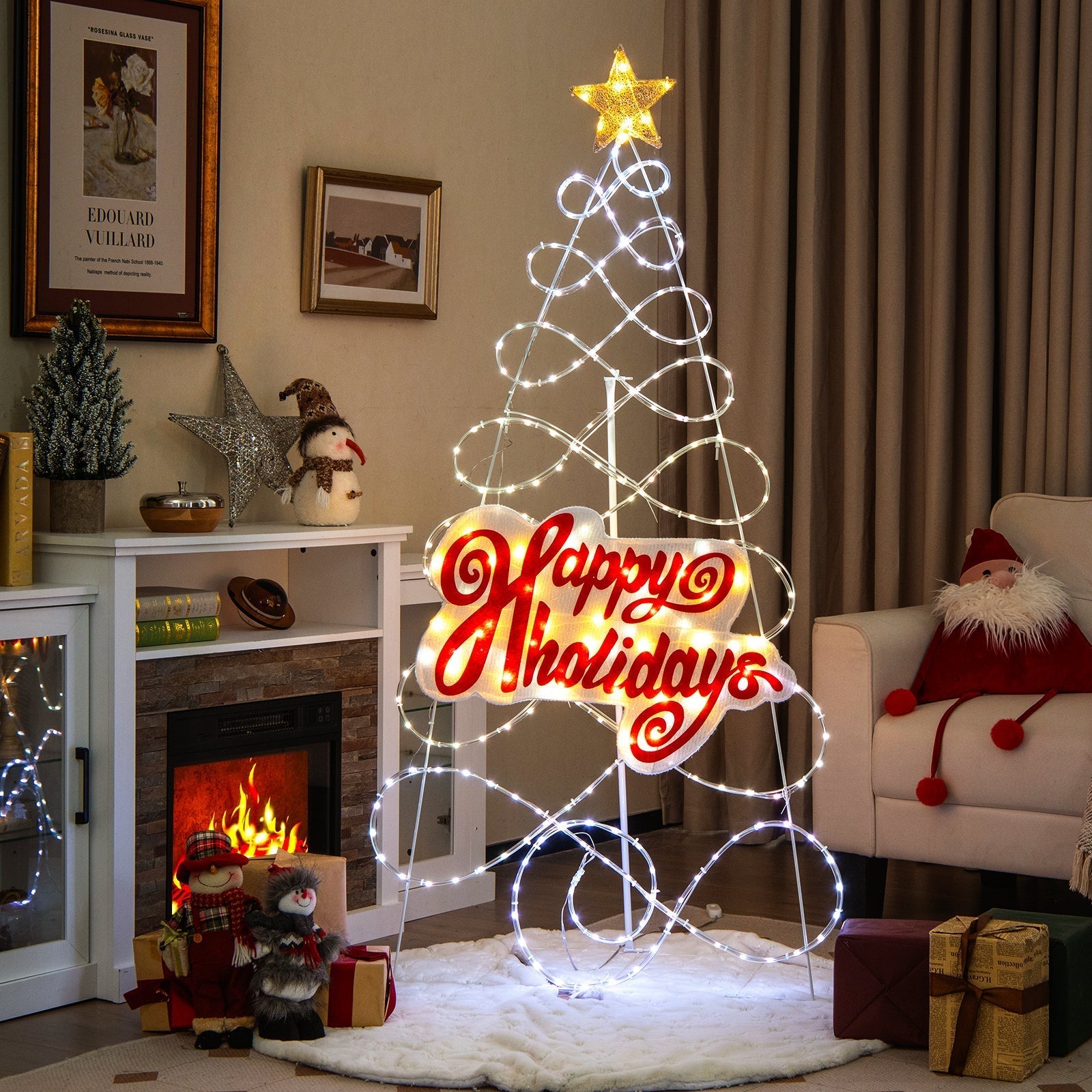 GlowPine – Albero di pino artificiale preilluminato con luci LED bianche calde 1