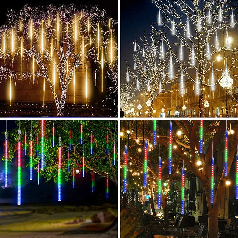 Gocce di meteora | Luci LED a forma di goccia d'acqua per decorazioni festive all'aperto 5