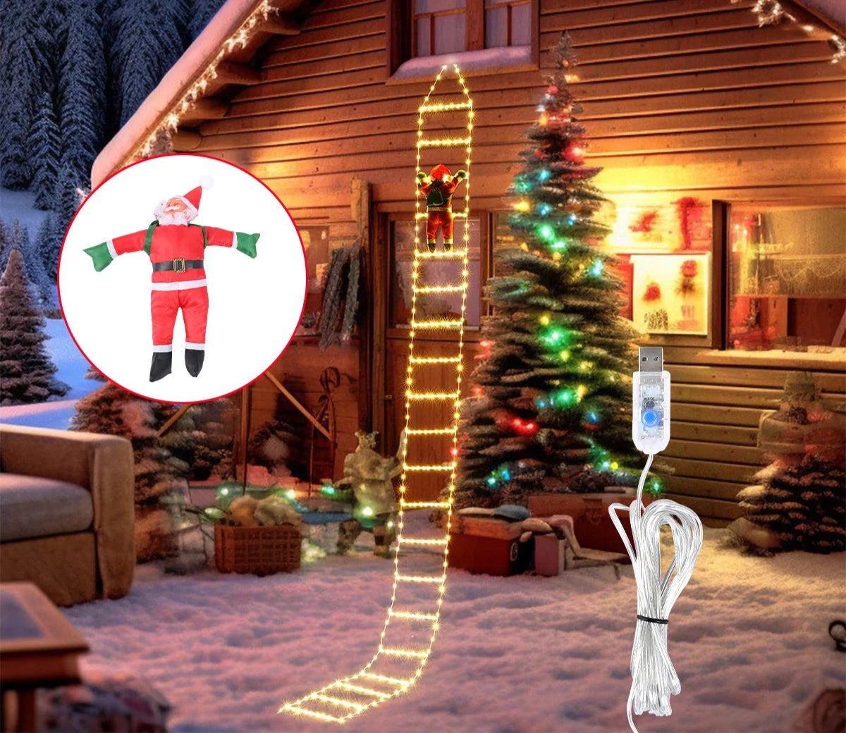 Golden Climb | Elegante illuminazione a LED per l'esposizione festiva di Babbo Natale 7