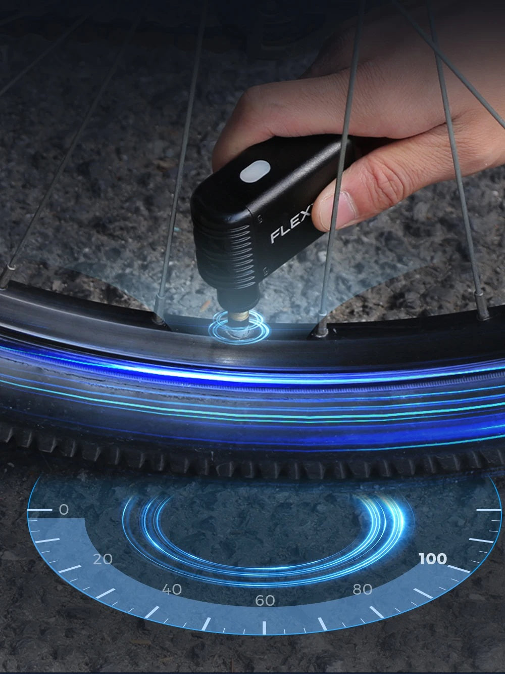 Gonfiatore portatile per pneumatici di biciclette elettriche - Pompa intelligente da 100 PSI compatibile con valvole Presta e Schrader per ciclismo all'aperto e gonfiaggio in movimento 5