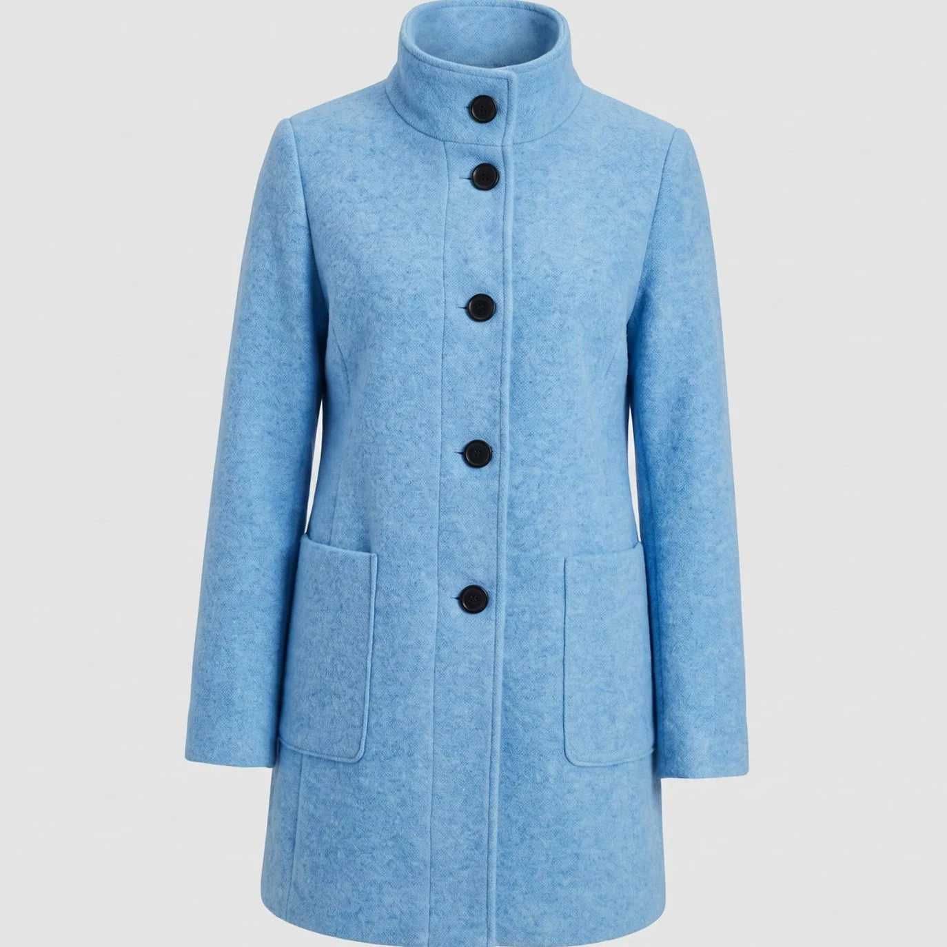 Greta | Damen Mantel mit Stehkragen Longline Knopfleiste Trenchcoat 3
