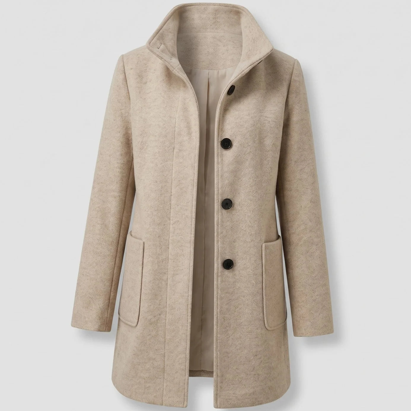 Greta | Damen Mantel mit Stehkragen Longline Knopfleiste Trenchcoat 5