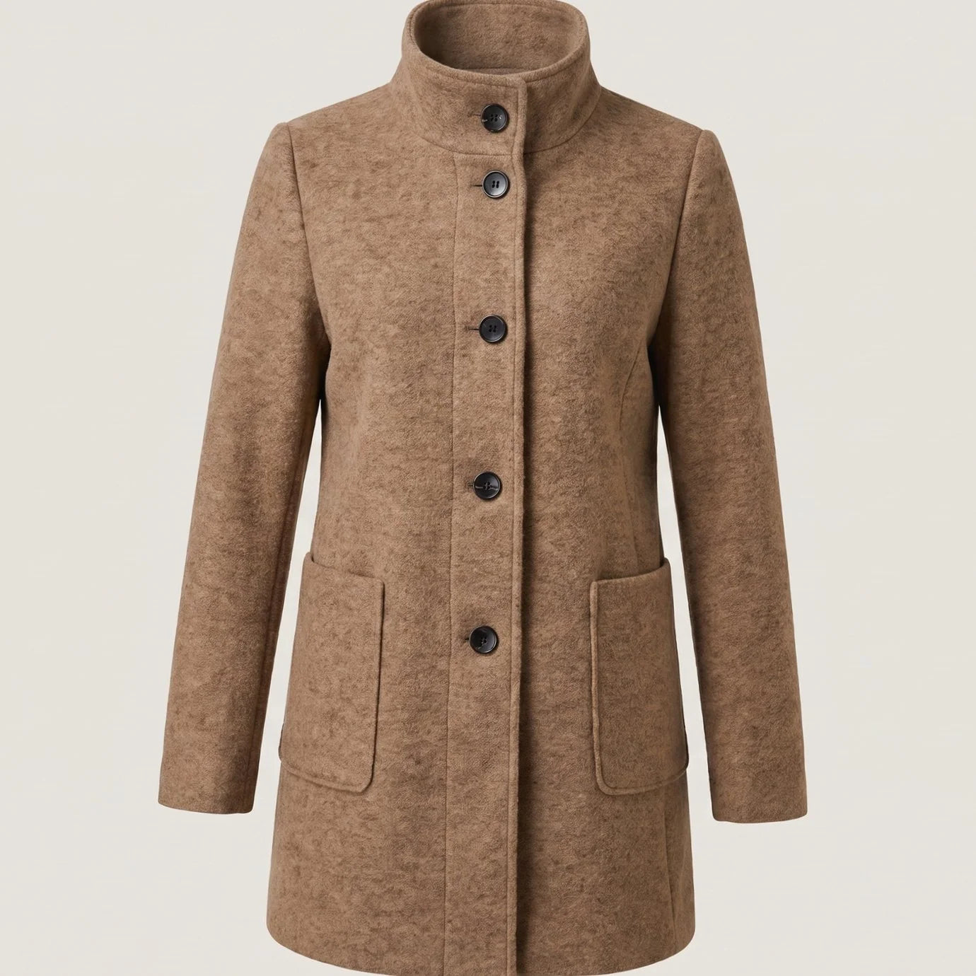 Greta | Damen Mantel mit Stehkragen Longline Knopfleiste Trenchcoat 7
