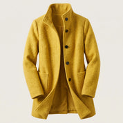 Greta | Damen Mantel mit Stehkragen Longline Knopfleiste Trenchcoat 8