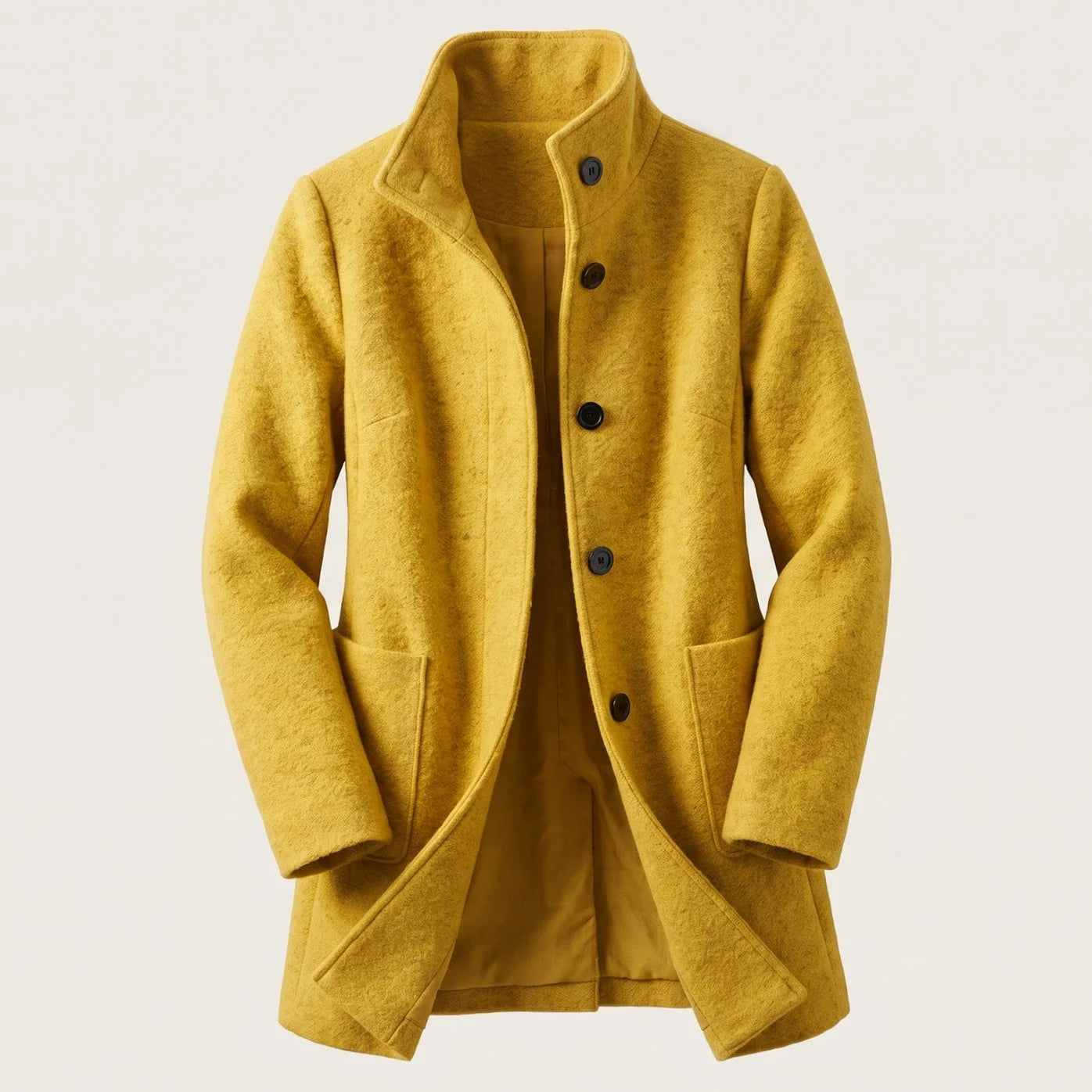 Greta | Damen Mantel mit Stehkragen Longline Knopfleiste Trenchcoat 8