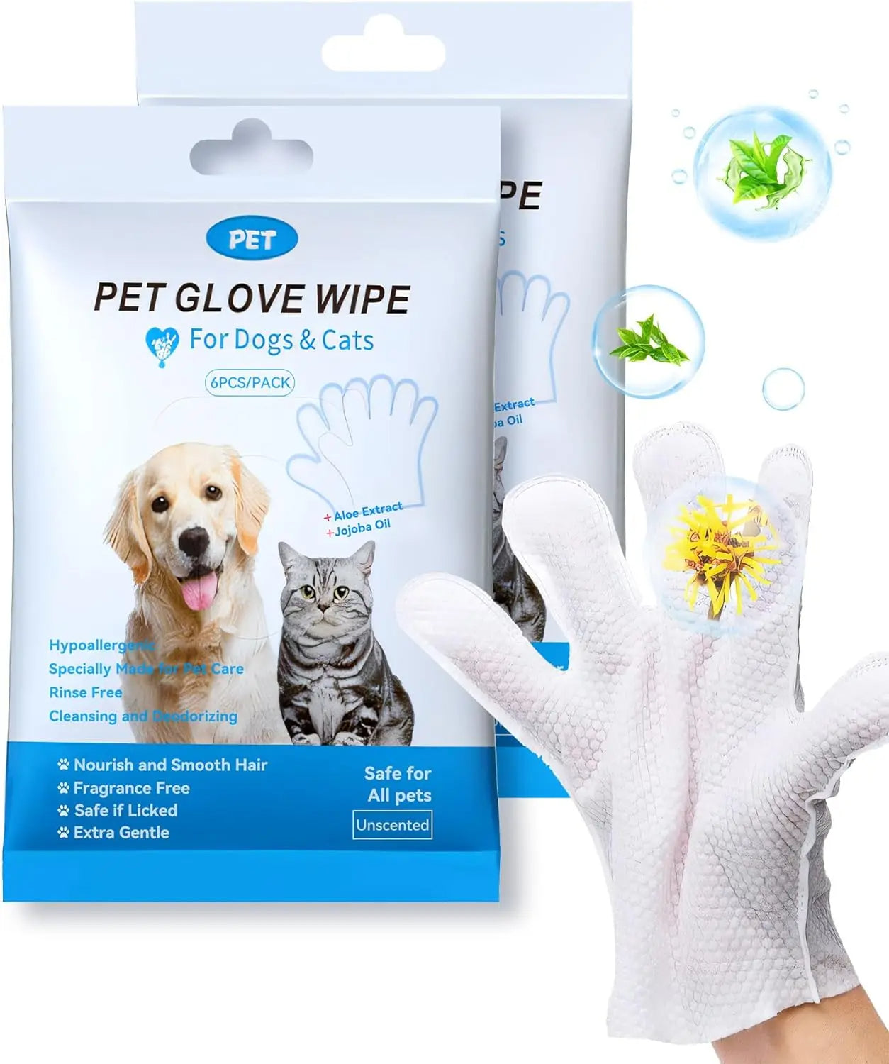 Guanti da bagno per animali domestici: salviette detergenti e deodoranti per cani e gatti, perfetto strumento per la toelettatura quotidiana degli animali domestici 0