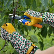 Guanti da giardinaggio da donna – Guanti resistenti in pelle bovina anti-spine con stampa floreale verde e funzione touchscreen, accessorio traspirante per lavori in giardino 2