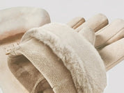 Guanti invernali in peluche da donna - Guanti rosa con touchscreen e design intelligente a dita intere per un abbigliamento da esterno caldo, antivento ed elegante 5