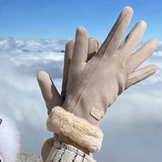 Guanti invernali in peluche da donna - Guanti rosa con touchscreen e design intelligente a dita intere per un abbigliamento da esterno caldo, antivento ed elegante 8