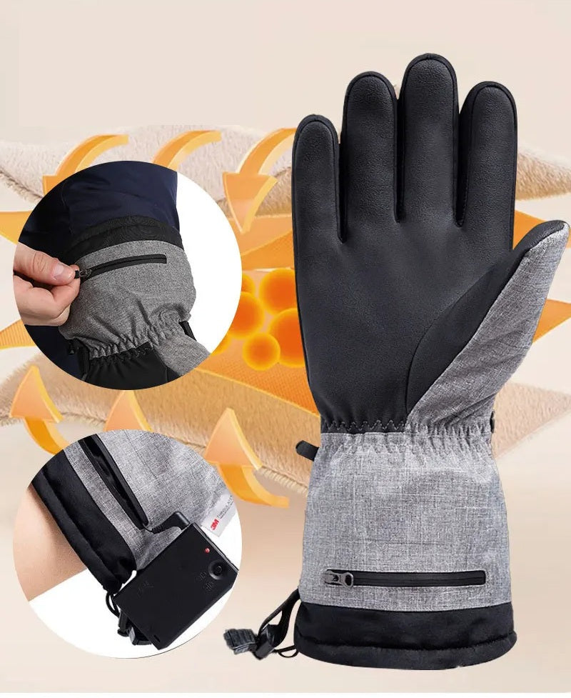 Guanti invernali riscaldati impermeabili - Guanti termici intelligenti alimentati tramite USB a tre livelli di temperatura per uomo e donna, per moto, bicicletta, campeggio e pesca 3