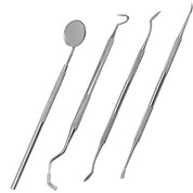 Set di strumenti dentali in acciaio inox, specchietto e sonde, per igiene orale professionale, odontoiatria, pulizia dentale, kit dentista.
