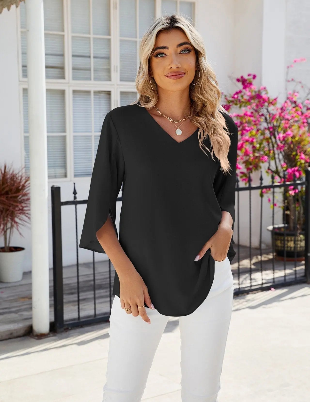 JAMY | V-neck Elegant Blouse-Lizabella Fashion
