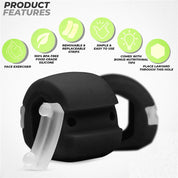 Esercitatore facciale in silicone alimentare nero, privo di BPA, con strisce rimovibili. Facile da usare, include consigli nutrizionali.