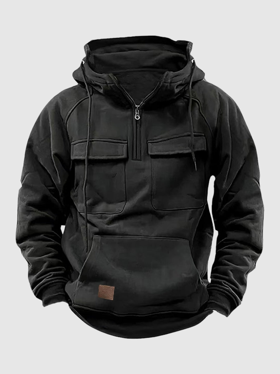 Kapuzenpullover Herren | Cargo-Taschen & Quarter-Zip 0
