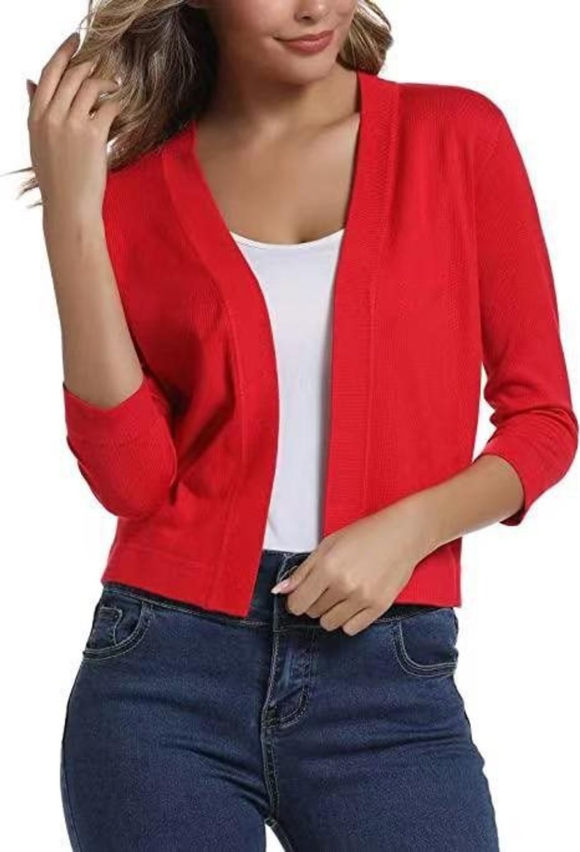 Katharina | Damen Offener Kurzjacken-Cardigan mit 3/4-Ärmeln 11