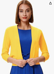 Katharina | Damen Offener Kurzjacken-Cardigan mit 3/4-Ärmeln 15