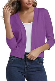 Katharina | Damen Offener Kurzjacken-Cardigan mit 3/4-Ärmeln 17