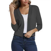 Katharina | Damen Offener Kurzjacken-Cardigan mit 3/4-Ärmeln 20