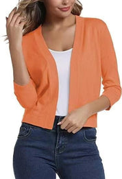 Katharina | Damen Offener Kurzjacken-Cardigan mit 3/4-Ärmeln 21