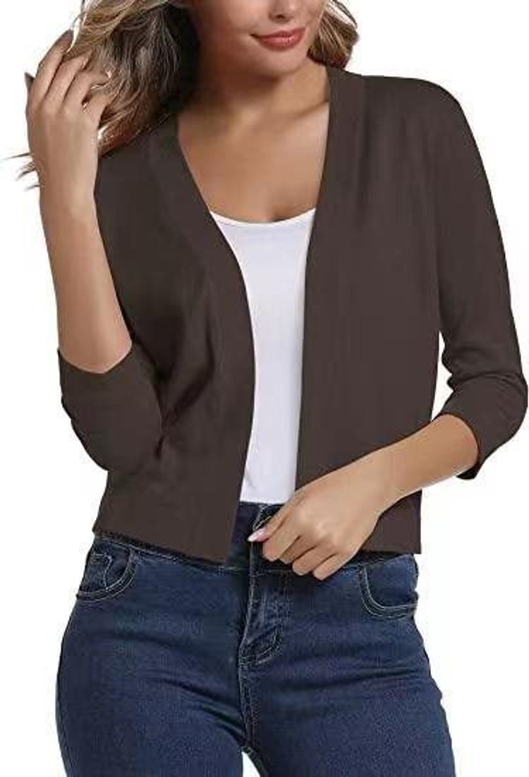 Katharina | Damen Offener Kurzjacken-Cardigan mit 3/4-Ärmeln 6