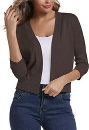 Katharina | Damen Offener Kurzjacken-Cardigan mit 3/4-Ärmeln 6