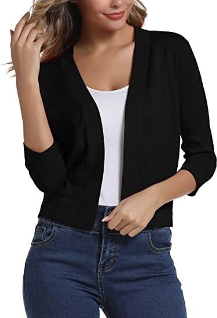Katharina | Damen Offener Kurzjacken-Cardigan mit 3/4-Ärmeln 8