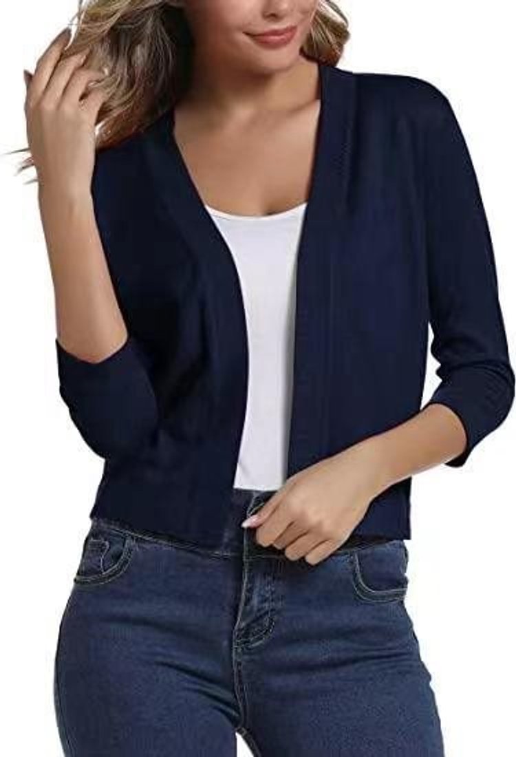 Katharina | Damen Offener Kurzjacken-Cardigan mit 3/4-Ärmeln 9