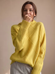 Katharina | Damen Rollkragenpullover mit geometrischem Strickmuster Langarm 9