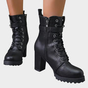 Katharina | Damen Schnürer-Ankle-Boots mit Blockabsatz und Schnalle 2