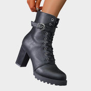 Katharina | Damen Schnürer-Ankle-Boots mit Blockabsatz und Schnalle 4