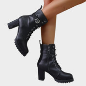Katharina | Damen Schnürer-Ankle-Boots mit Blockabsatz und Schnalle 5