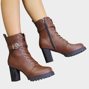 Katharina | Damen Schnürer-Ankle-Boots mit Blockabsatz und Schnalle 7