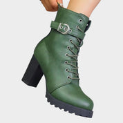 Katharina | Damen Schnürer-Ankle-Boots mit Blockabsatz und Schnalle 8