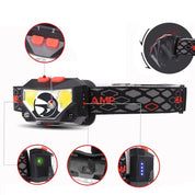 Lampada frontale a LED ricaricabile tramite USB: torcia frontale luminosa attivata da sensore per pesca, escursionismo, ricerca di emergenza o campeggio avventuroso 5