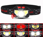 Lampada frontale a LED ricaricabile tramite USB: torcia frontale luminosa attivata da sensore per pesca, escursionismo, ricerca di emergenza o campeggio avventuroso 6