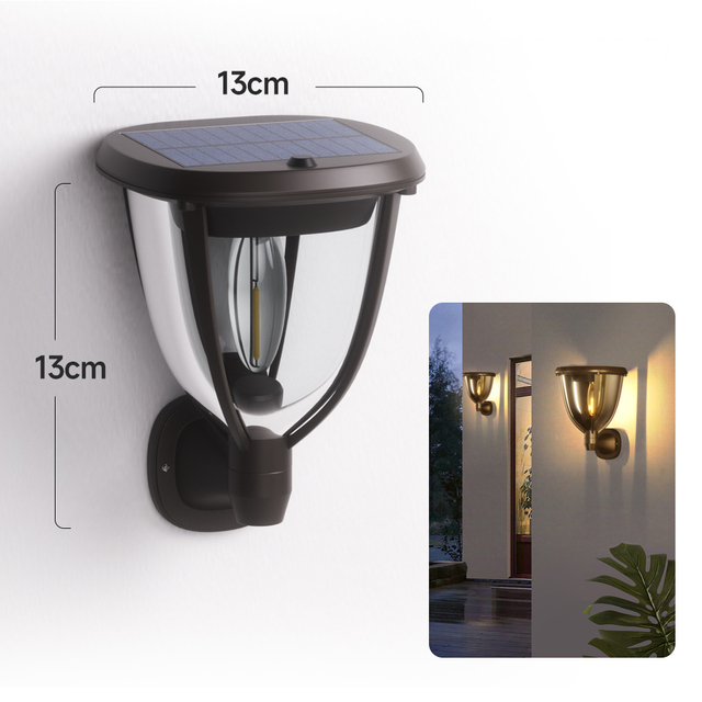 Lampada solare da parete per esterni con sensore di movimento: resistente alle intemperie, a risparmio energetico, bianco caldo, facile montaggio a parete, protezione IP65 0