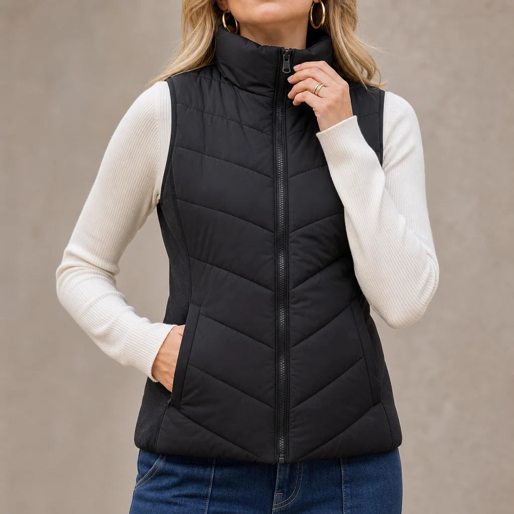 Layerly – Stand Collar Quilted Puffer Vest 1