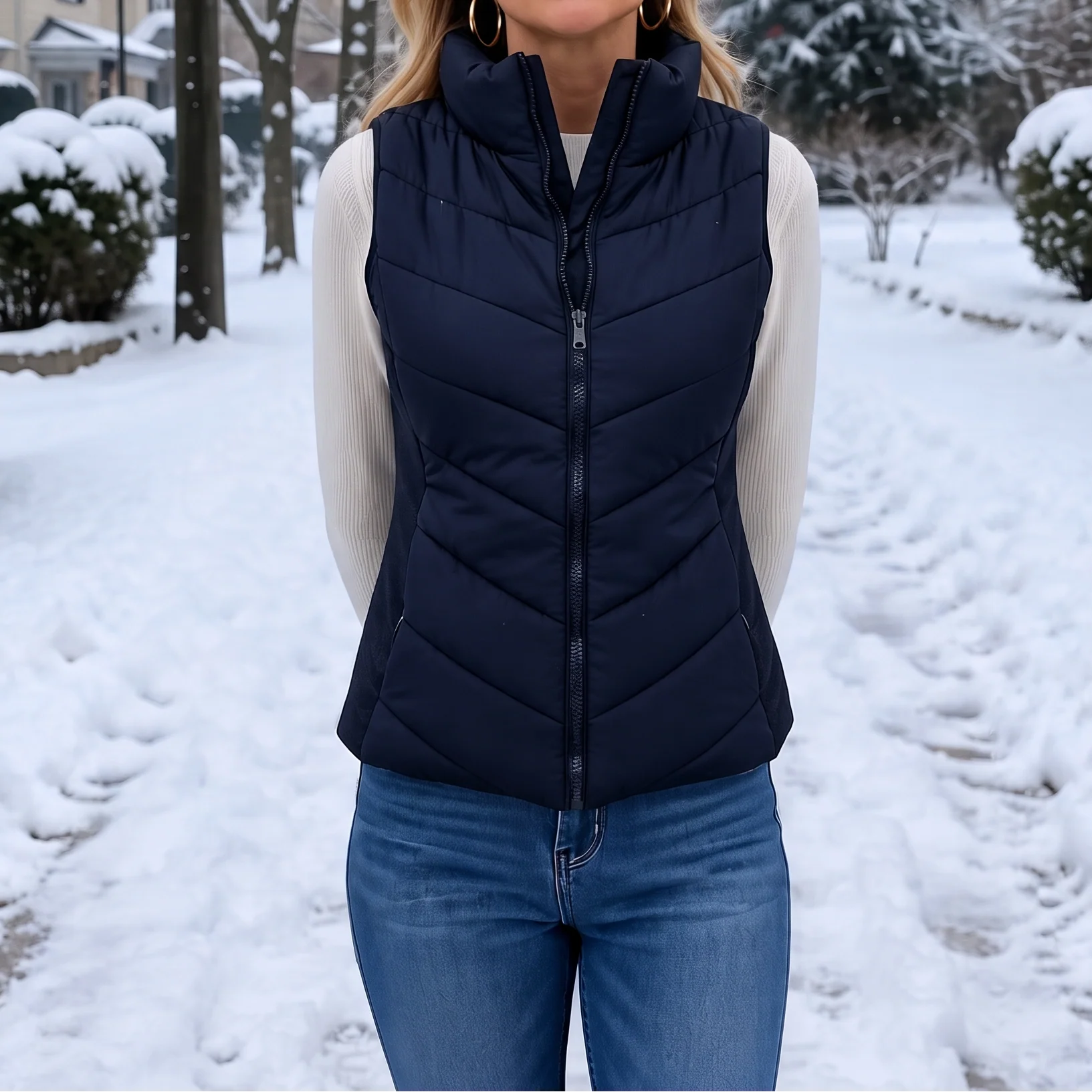 Layerly – Stand Collar Quilted Puffer Vest 11
