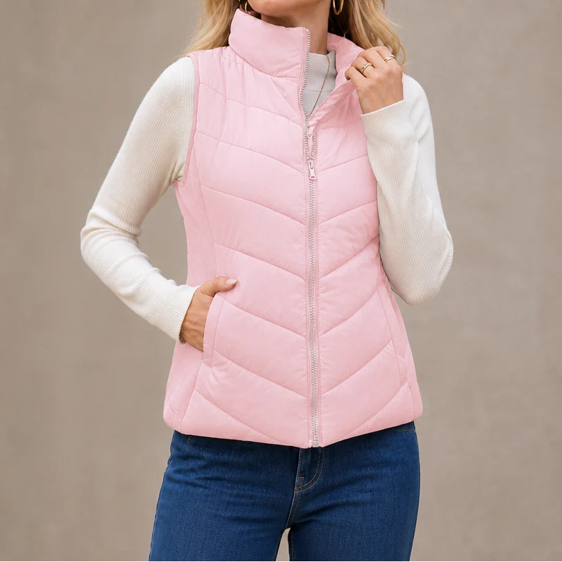 Layerly – Stand Collar Quilted Puffer Vest 12