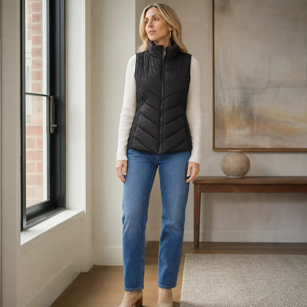 Layerly – Stand Collar Quilted Puffer Vest 5