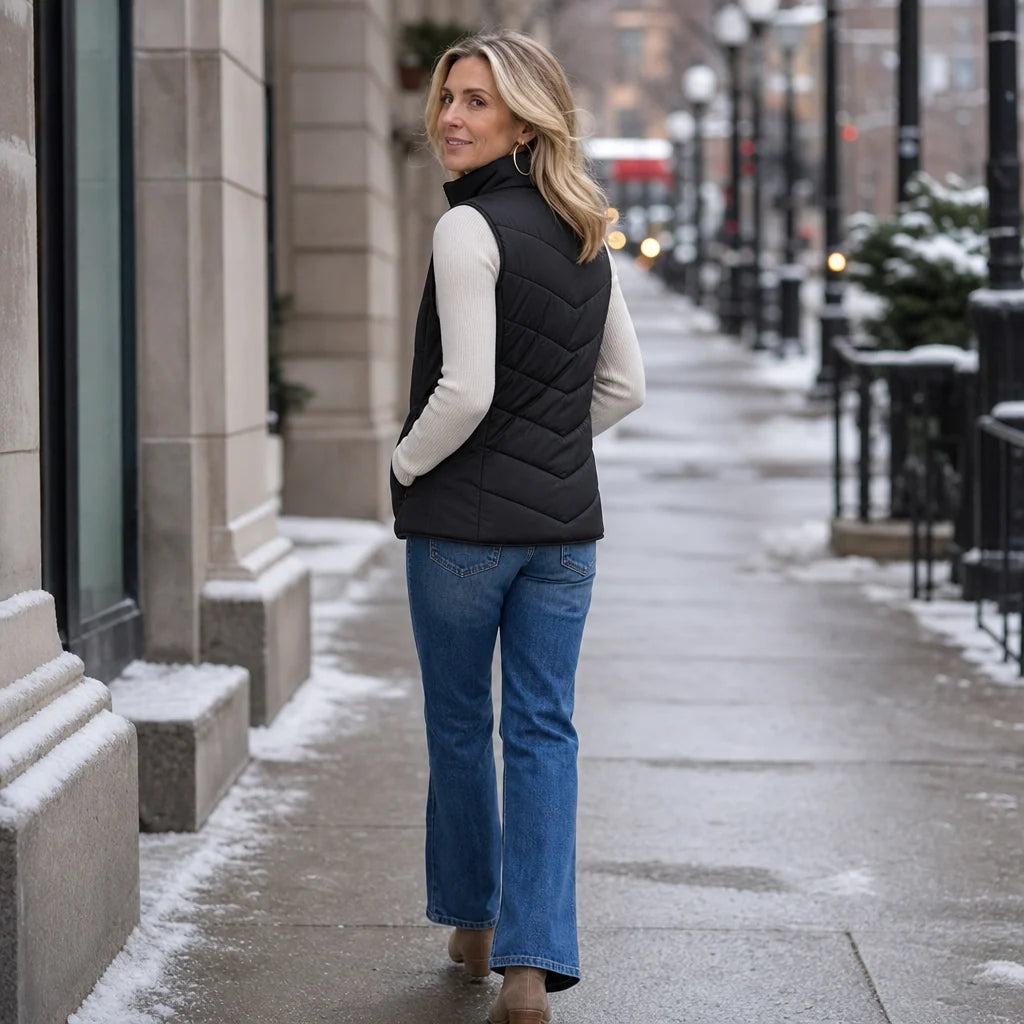 Layerly – Stand Collar Quilted Puffer Vest 6