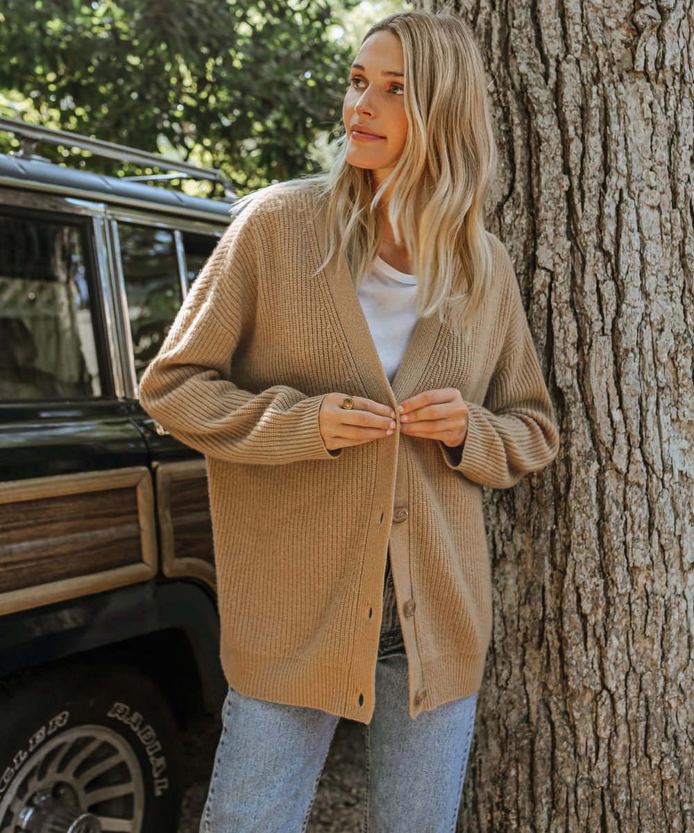 Lena | Damen Oversized Kaschmir V-Ausschnitt Cardigan 8