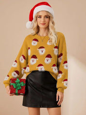 Lena | Damen Oversized Weihnachtspullover mit Weihnachtsmann-Muster Langarm 0