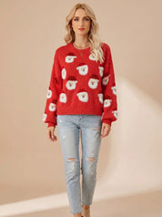 Lena | Damen Oversized Weihnachtspullover mit Weihnachtsmann-Muster Langarm 5