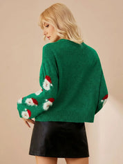 Lena | Damen Oversized Weihnachtspullover mit Weihnachtsmann-Muster Langarm 6
