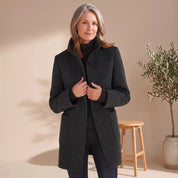 Leonie | Damen Wollmantel mit Stehkragen Knopfleiste Wintermantel 3