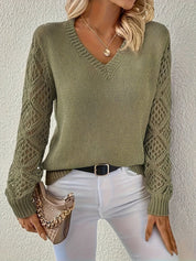 Maglione Donna Elegante Maniche Lunghe Scollo a V Casual Vestibilità Regolare per Ogni Occasione 0