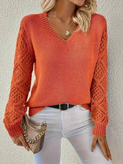 Maglione Donna Elegante Maniche Lunghe Scollo a V Casual Vestibilità Regolare per Ogni Occasione 2