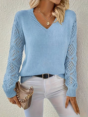 Maglione Donna Elegante Maniche Lunghe Scollo a V Casual Vestibilità Regolare per Ogni Occasione 4